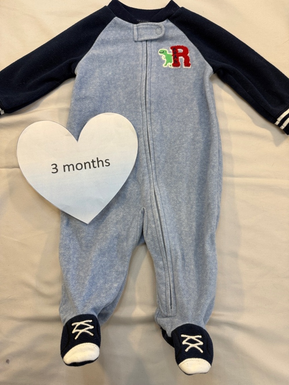 Carter's - Navy and Light Blue Infant Footed Fleece Onesie Sleeper